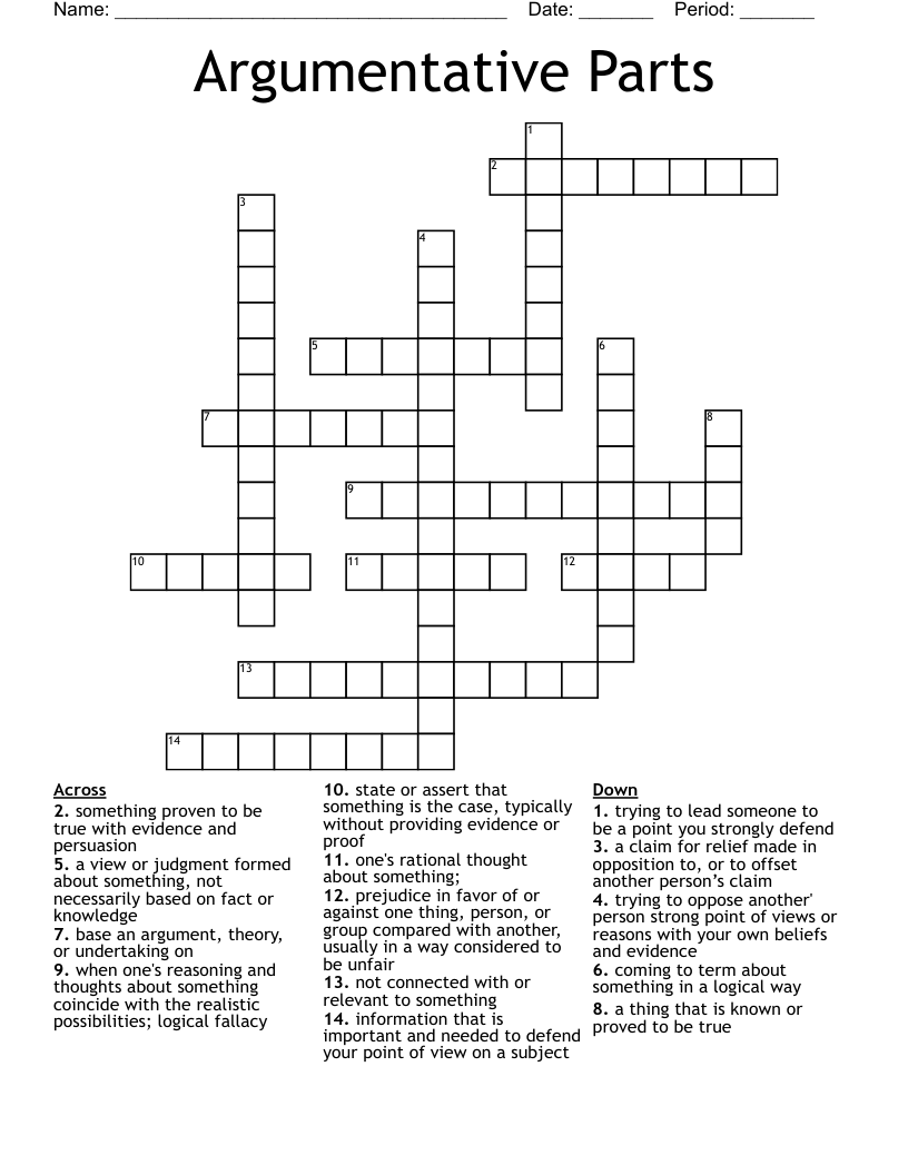 Argumentative Parts Crossword