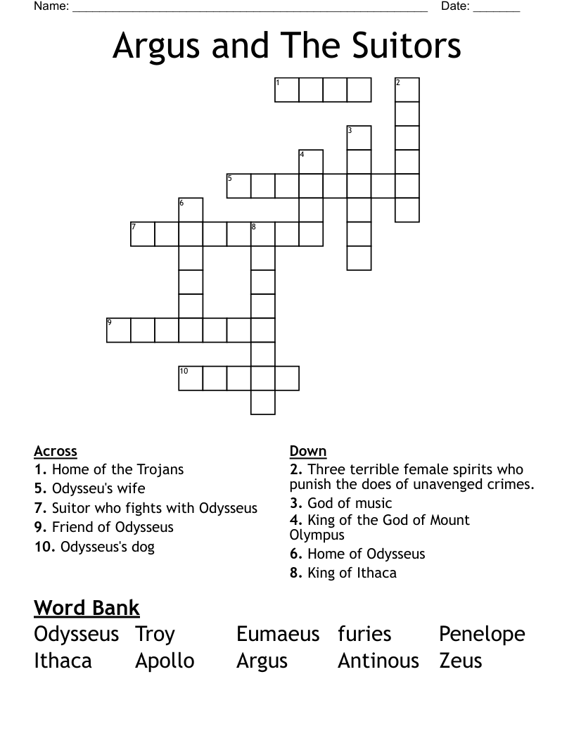 Argus and The Suitors Crossword