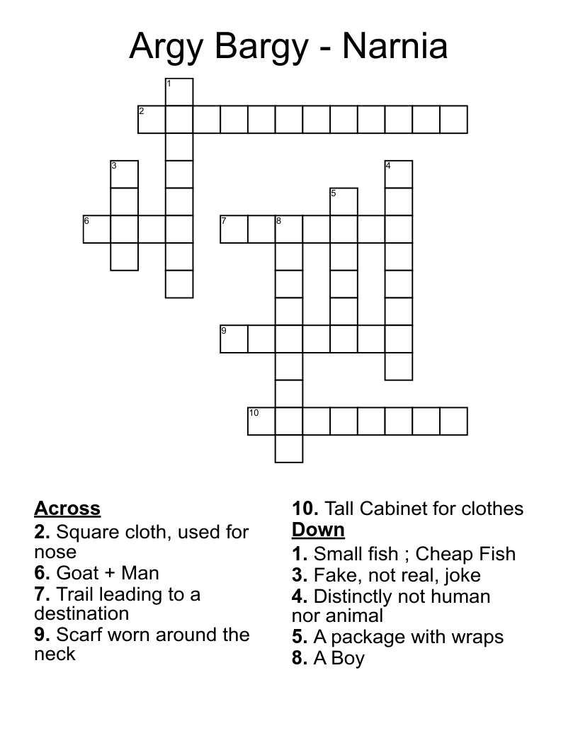Argy Bargy - Narnia Crossword