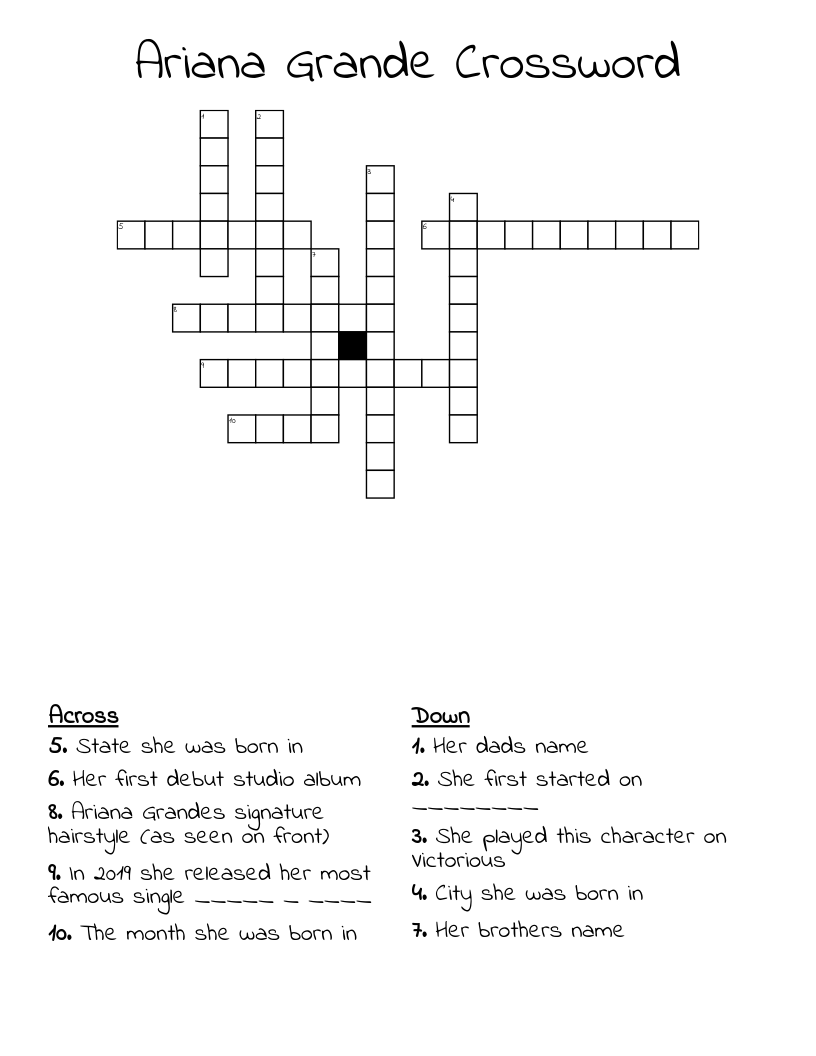 Ariana Grande Crossword