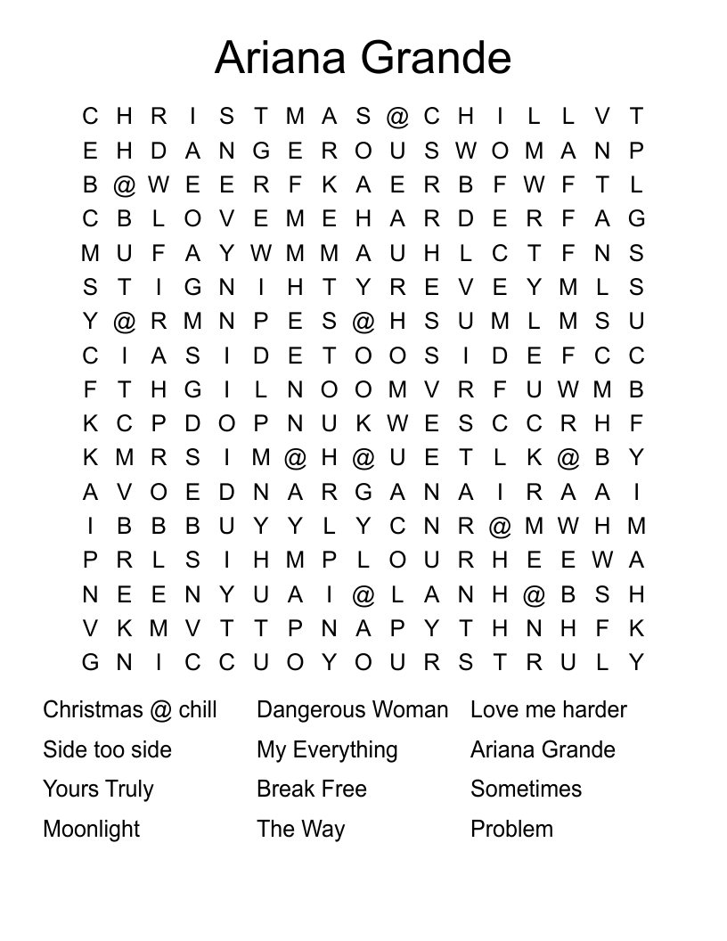 Ariana Grande  Word Search