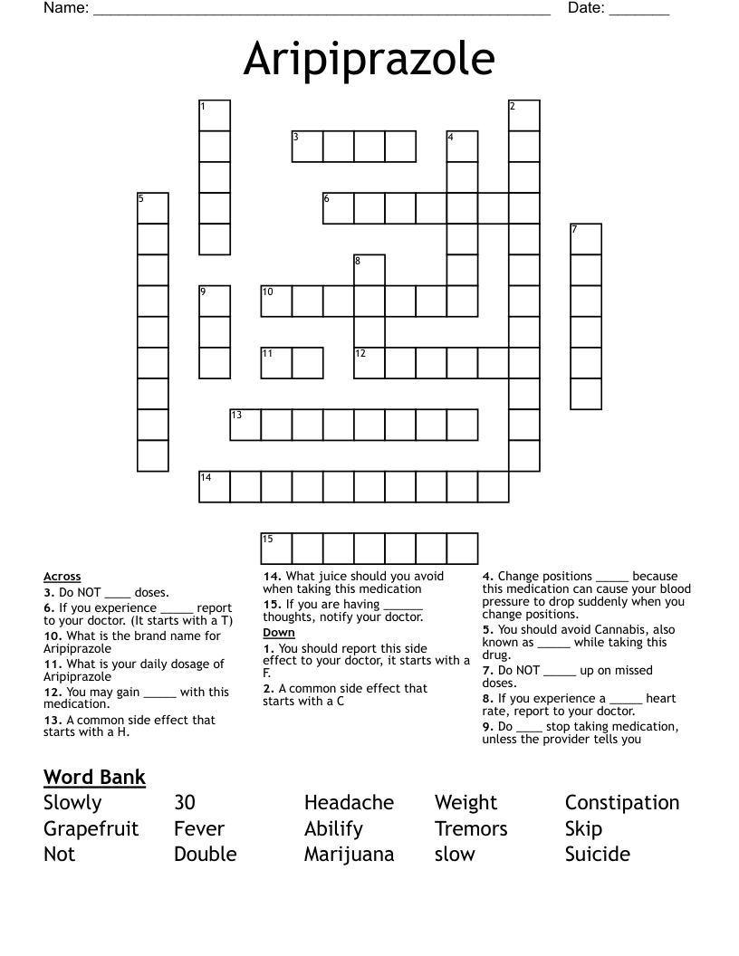 Aripiprazole Crossword