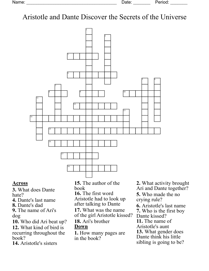 Aristotle and Dante Discover the Secrets of the Universe  Crossword