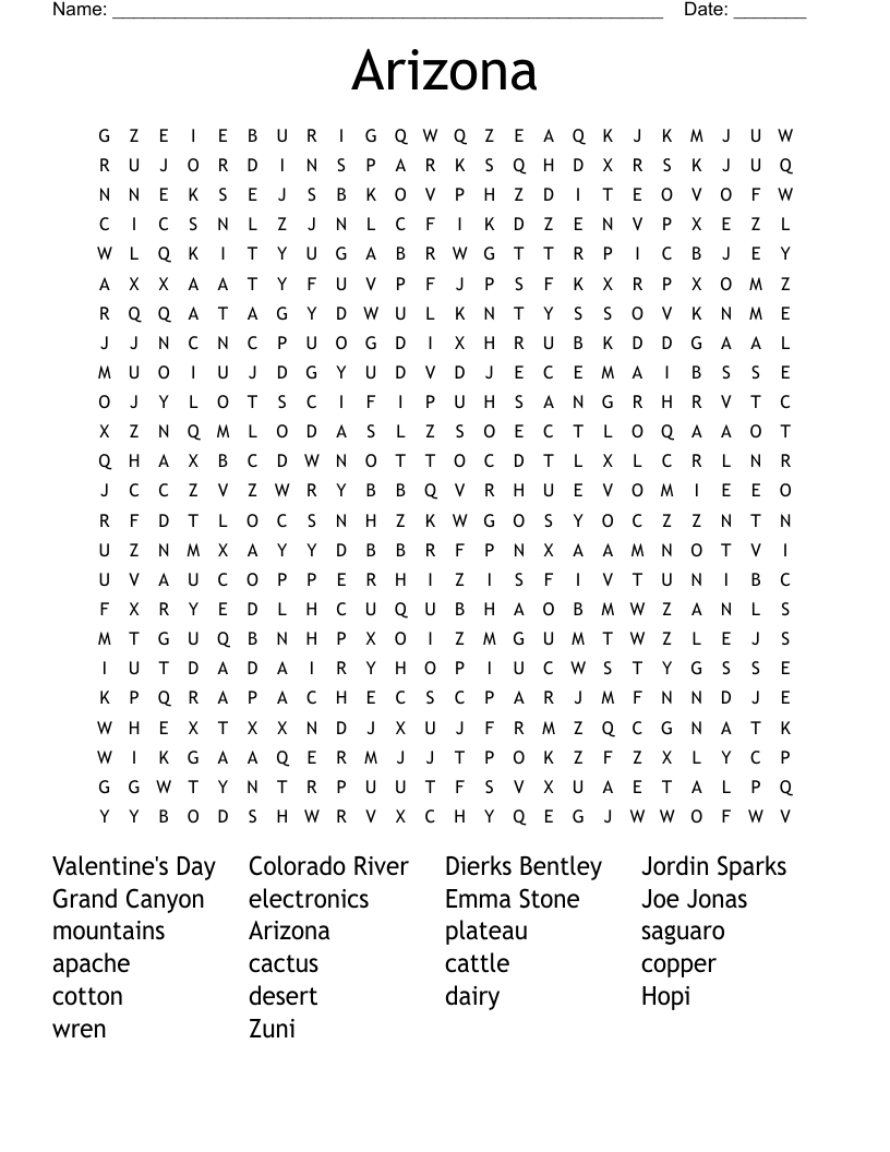 Arizona Word Search