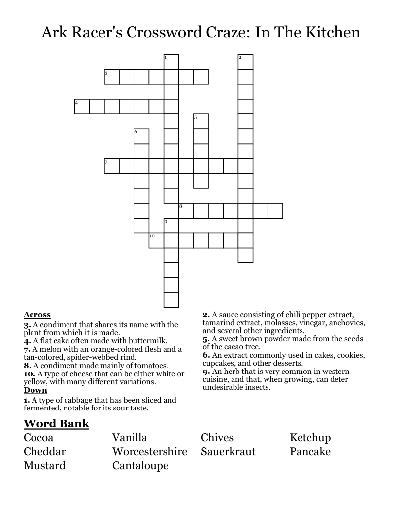 Ark Racer's Crossword Craze: In The Kitchen