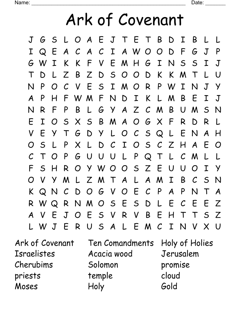 Ark of Covenant Word Search