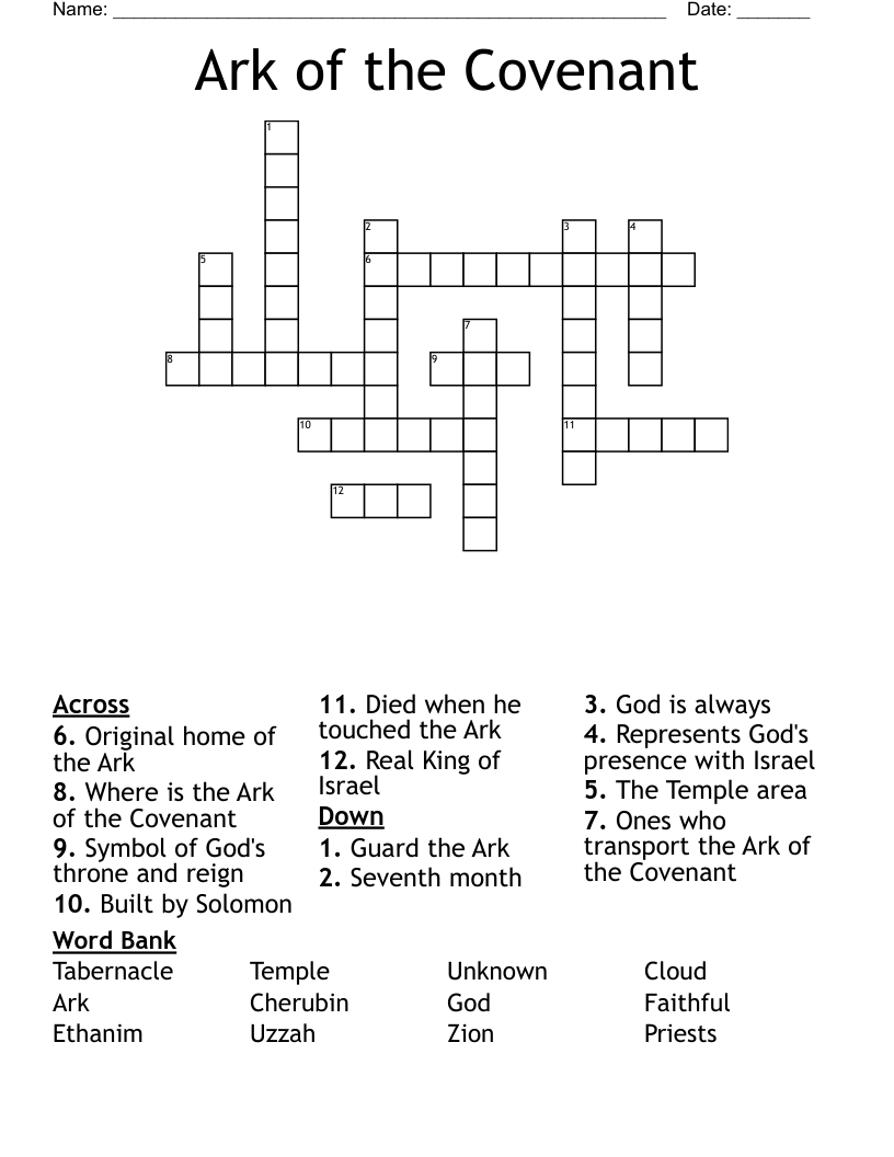 Ark of the Covenant Crossword