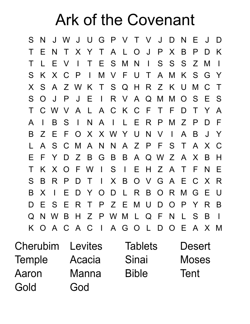 Ark of the Covenant Word Search