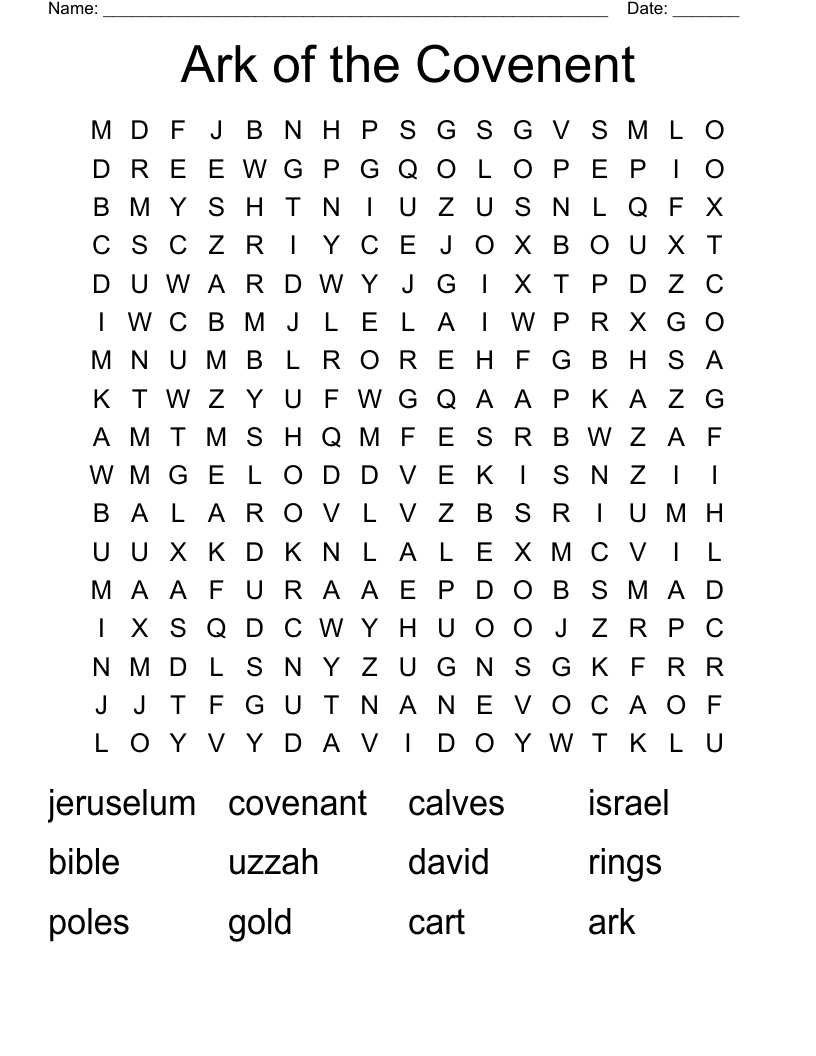 Ark of the Covenent Word Search