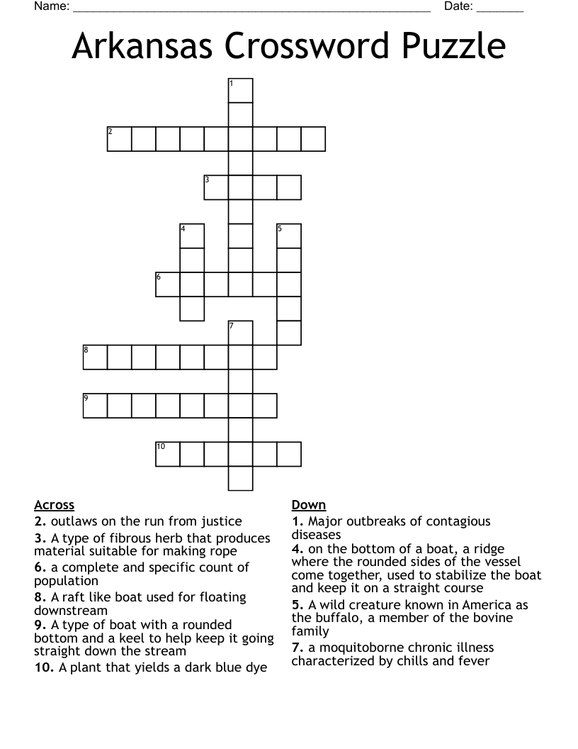Arkansas Crossword Puzzle