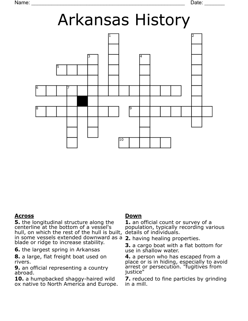 Arkansas History Crossword