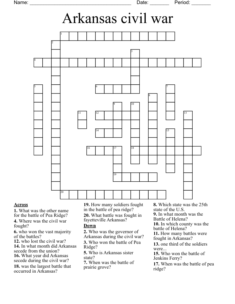 Arkansas civil war  Crossword