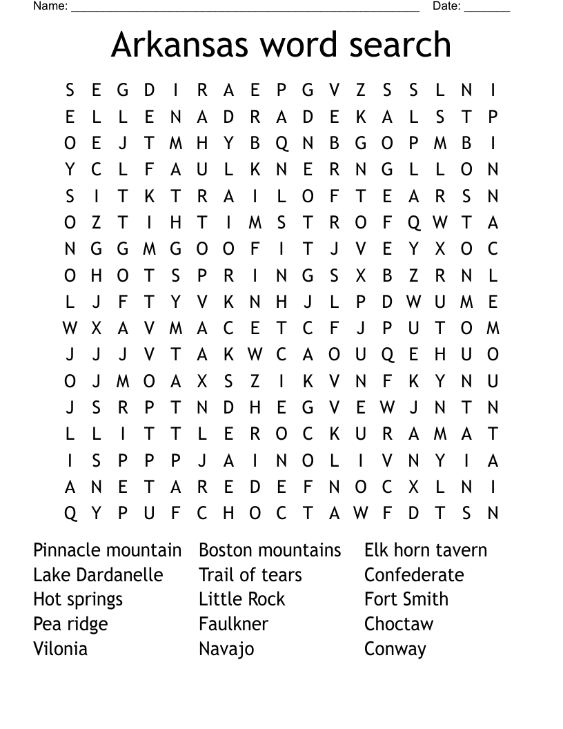 Arkansas word search