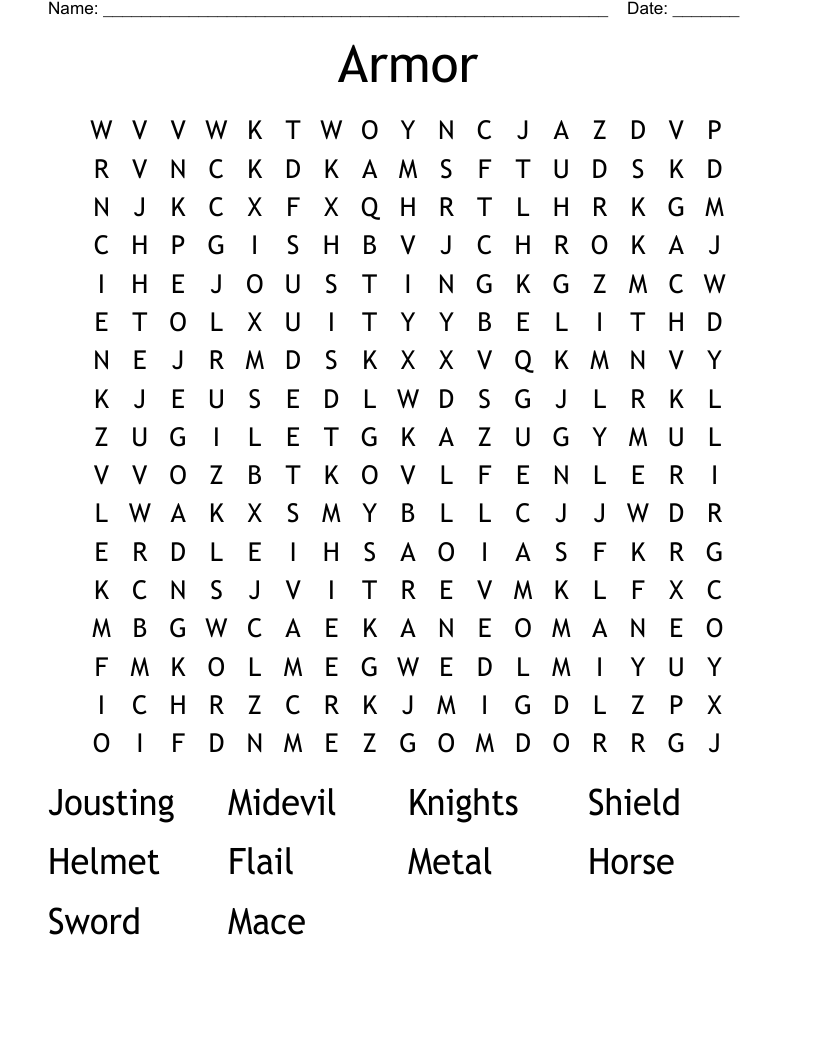 Armor  Word Search