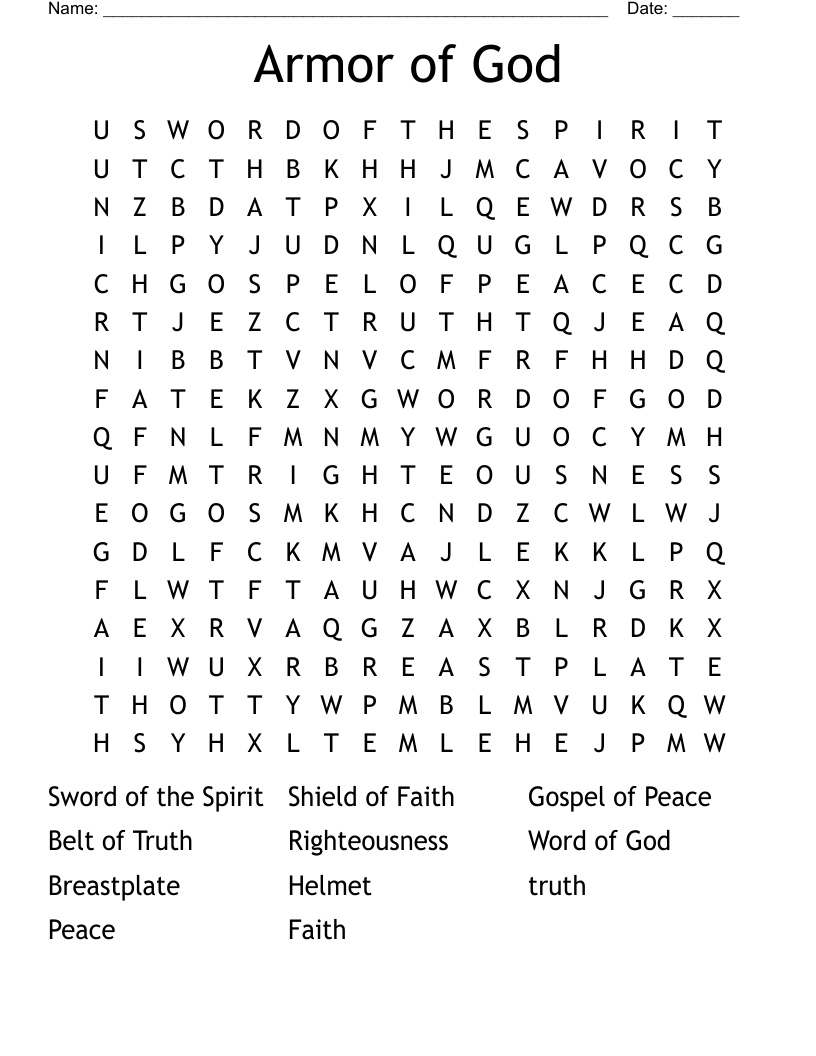 Armor of God Word Search