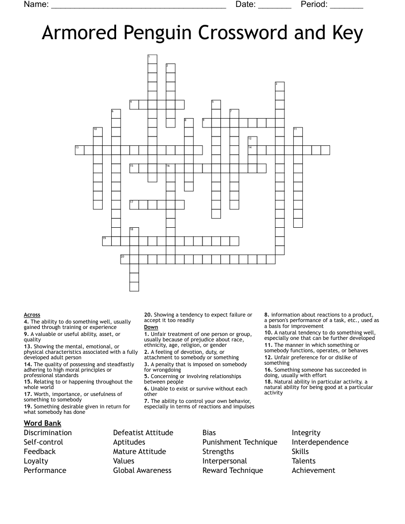 Armored Penguin Crossword and Key