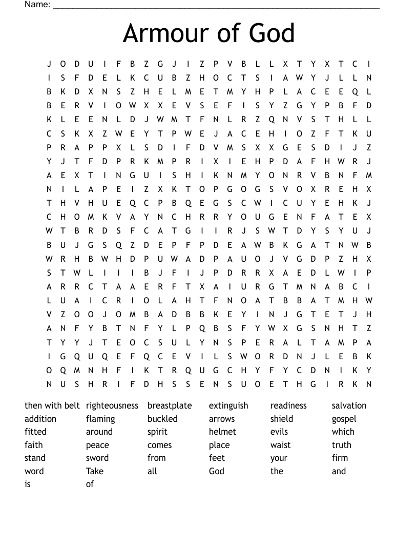 Armour of God Word Search