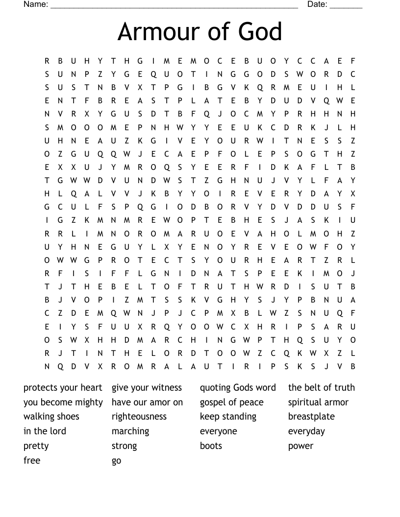 Armour of God Word Search