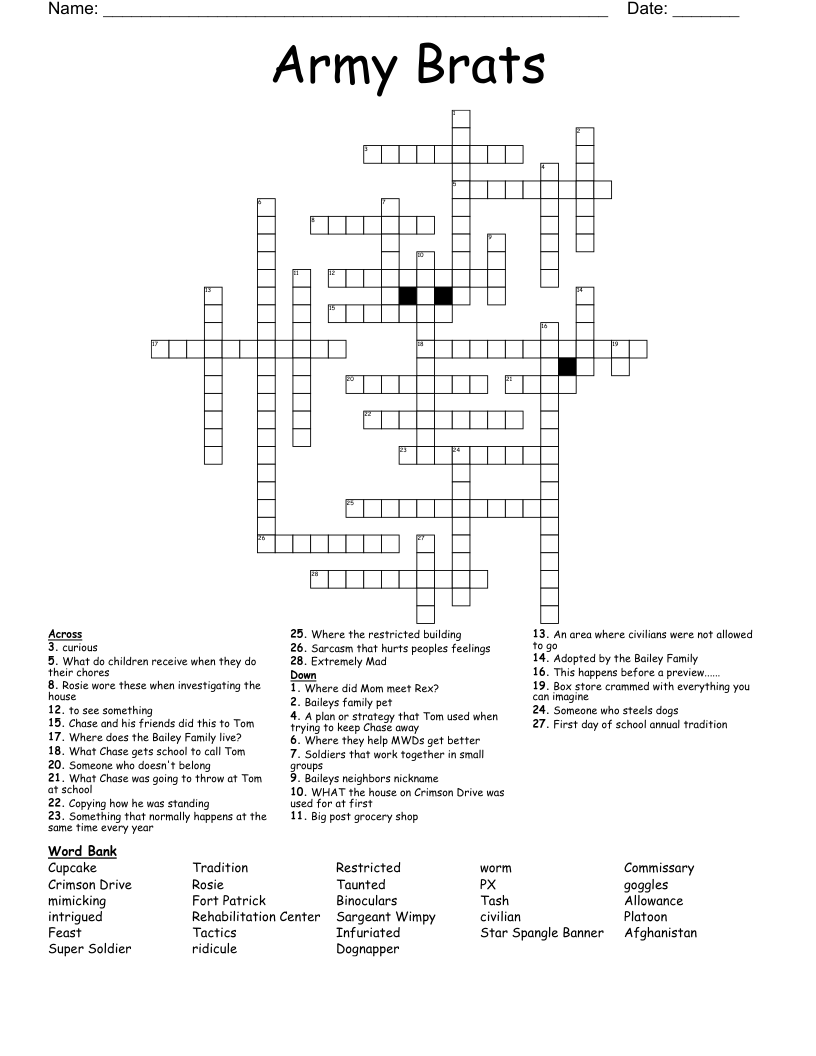 Army Brats Crossword