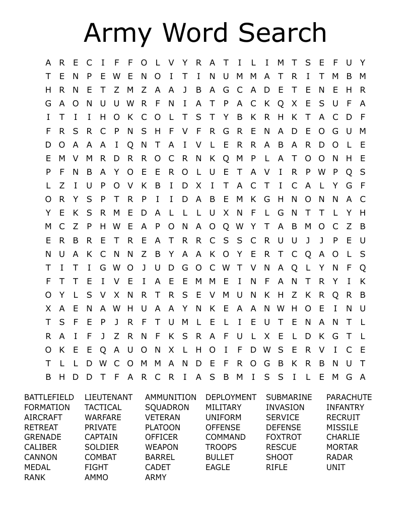 Army Word Search