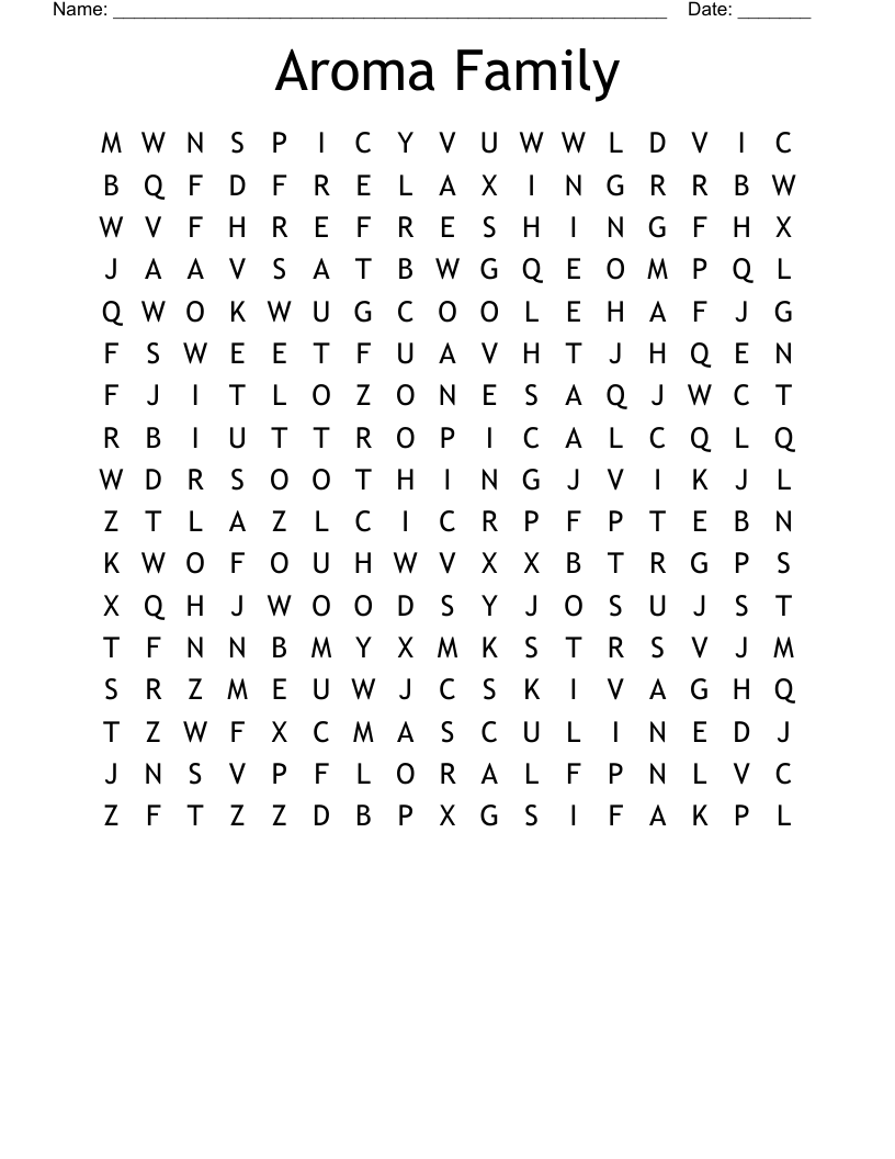 Aroma Family  Word Search
