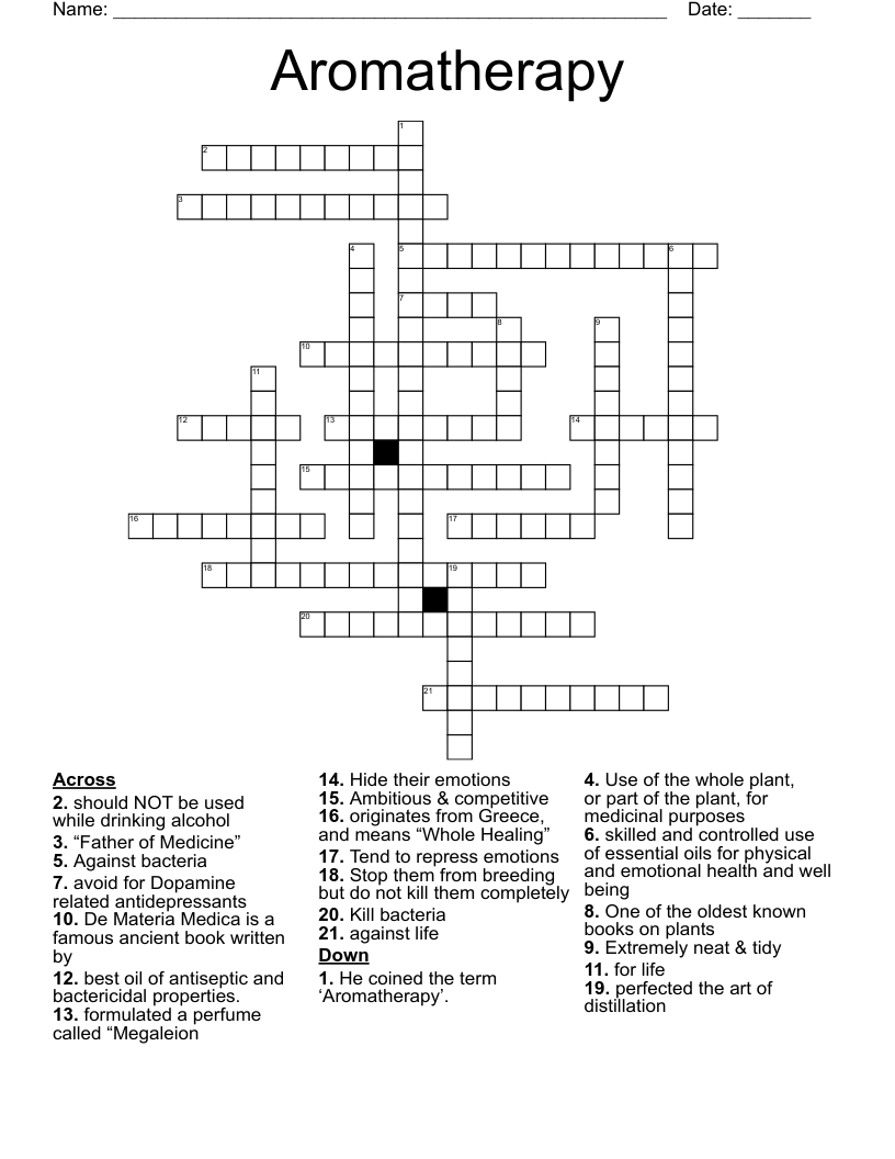Aromatherapy Crossword