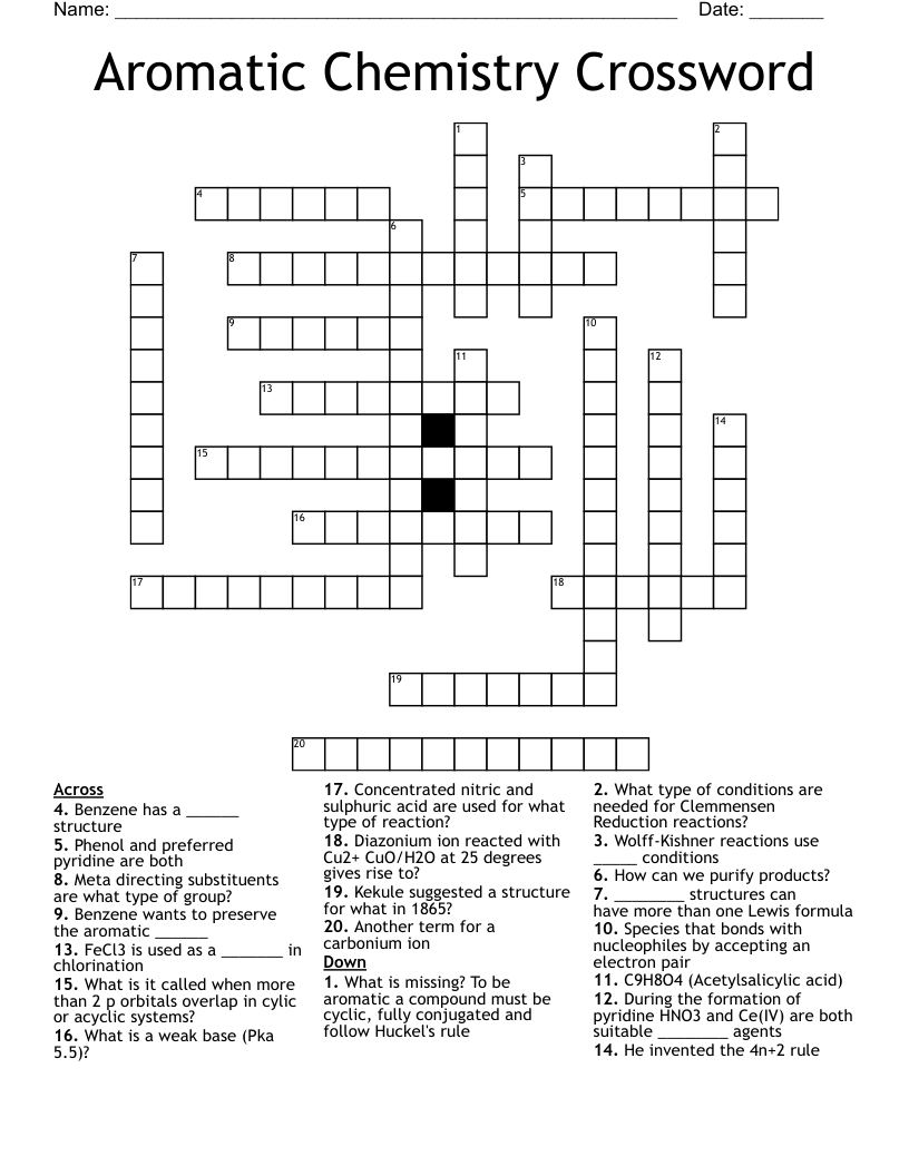 Aromatic Chemistry Crossword