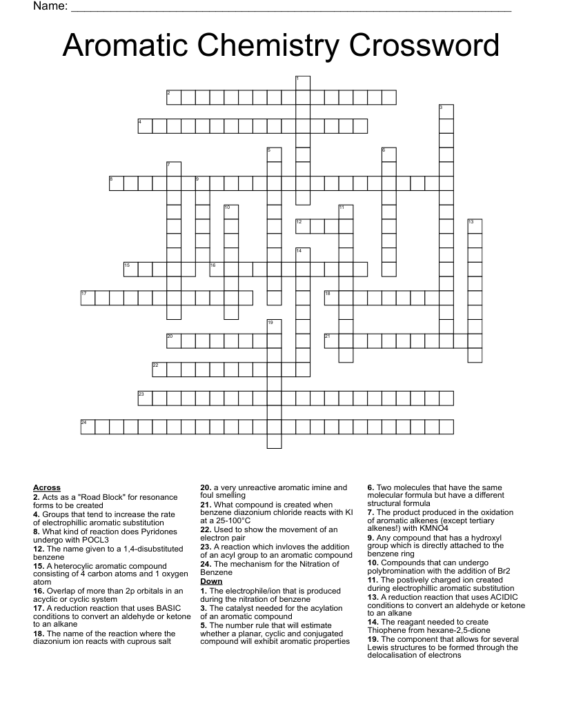 Aromatic Chemistry Crossword 