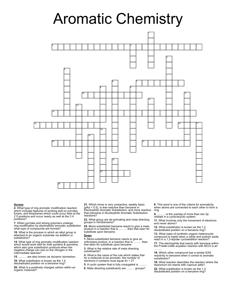 Aromatic Chemistry  Crossword