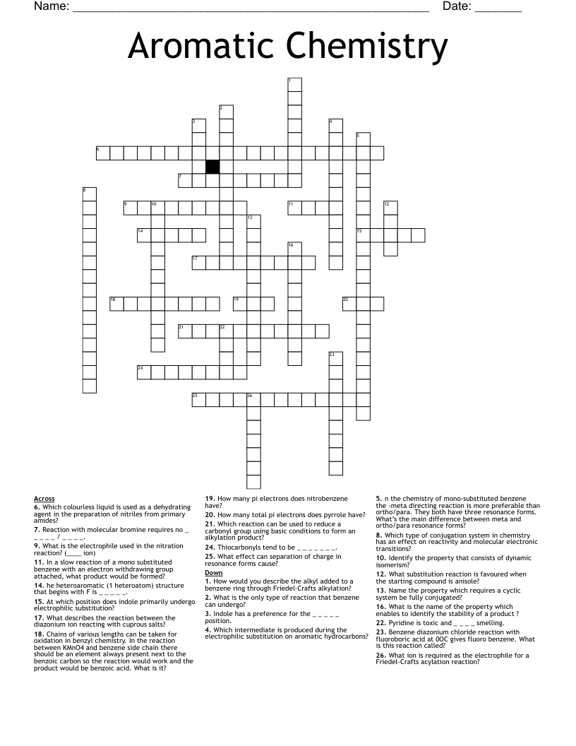Aromatic Chemistry  Crossword