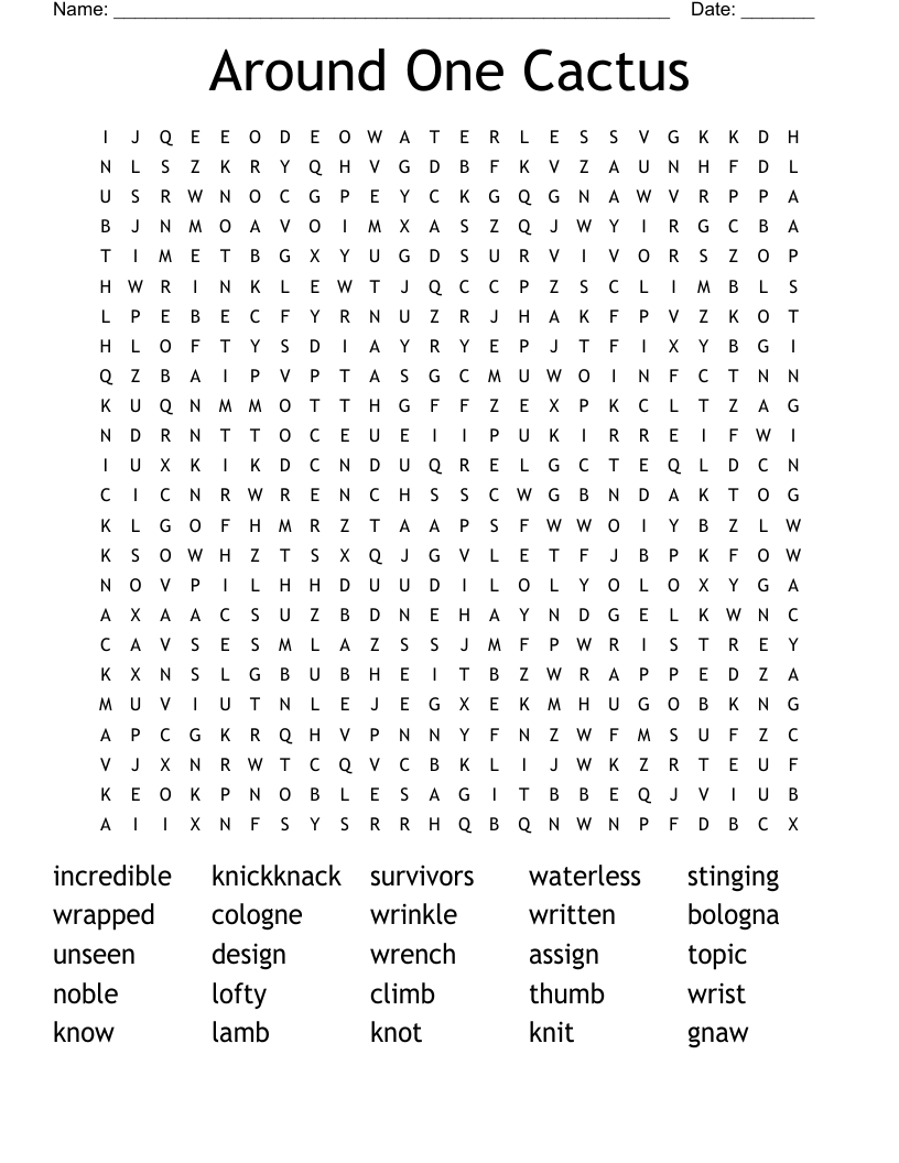 Around One Cactus Word Search