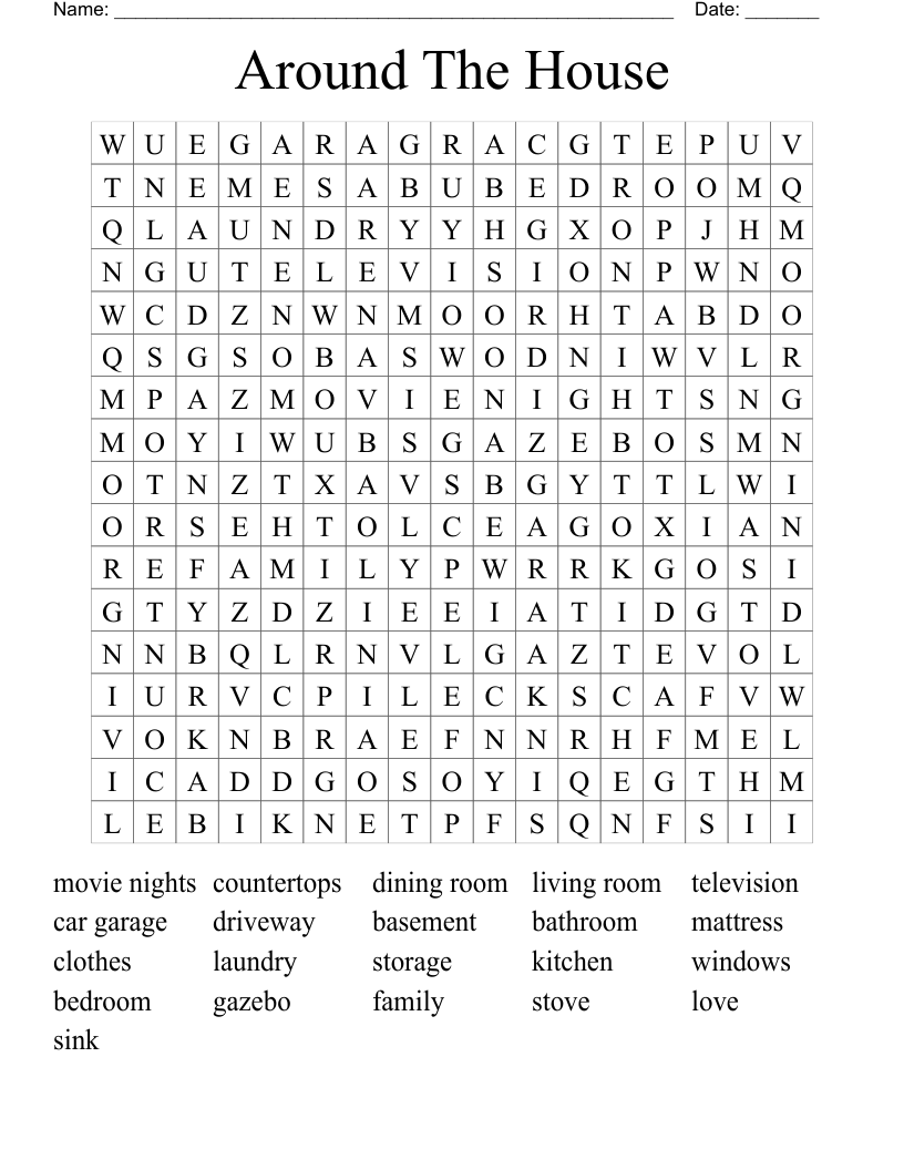 Around The House Word Search