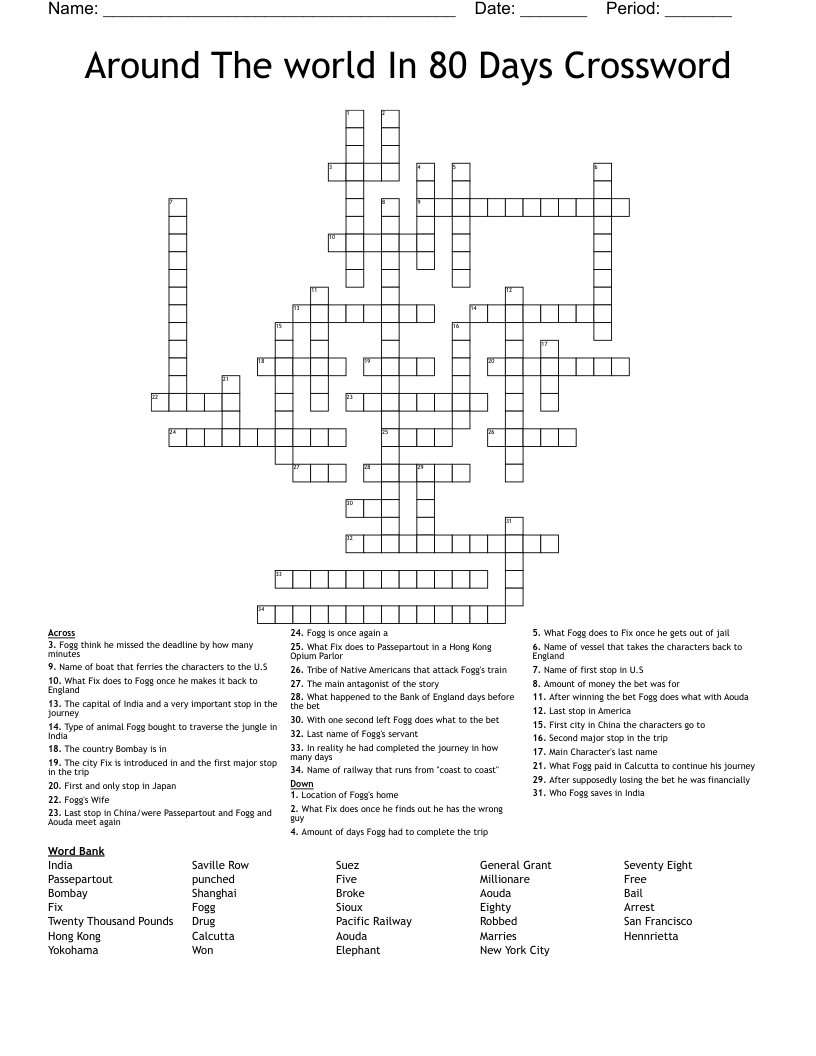Around The world In 80 Days Crossword