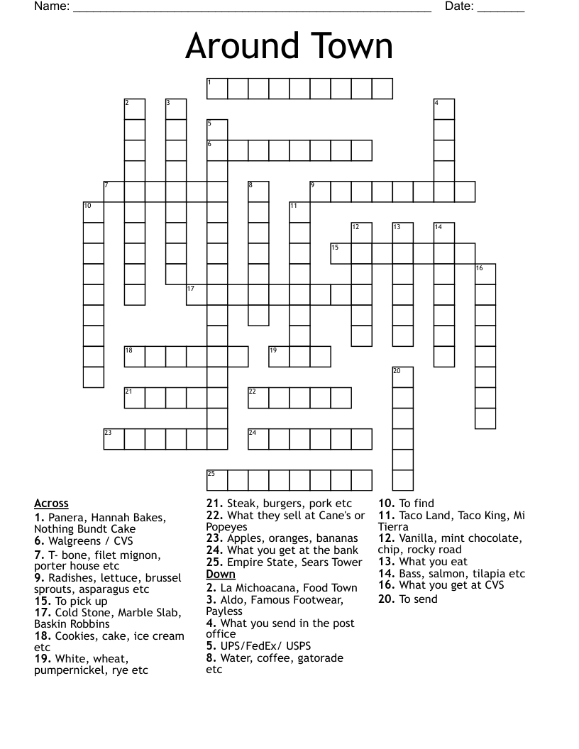 Around Town  Crossword
