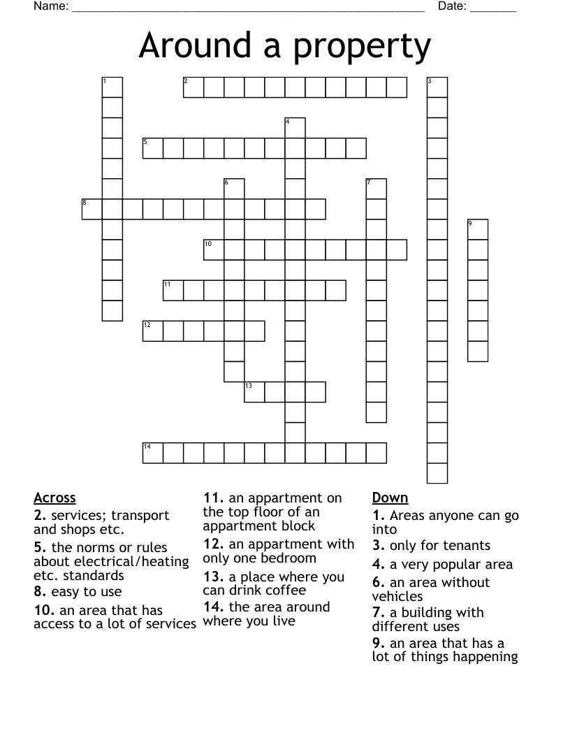 Around a property Crossword