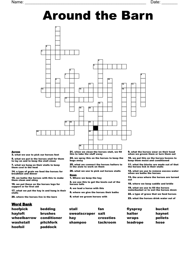 Around the Barn Crossword
