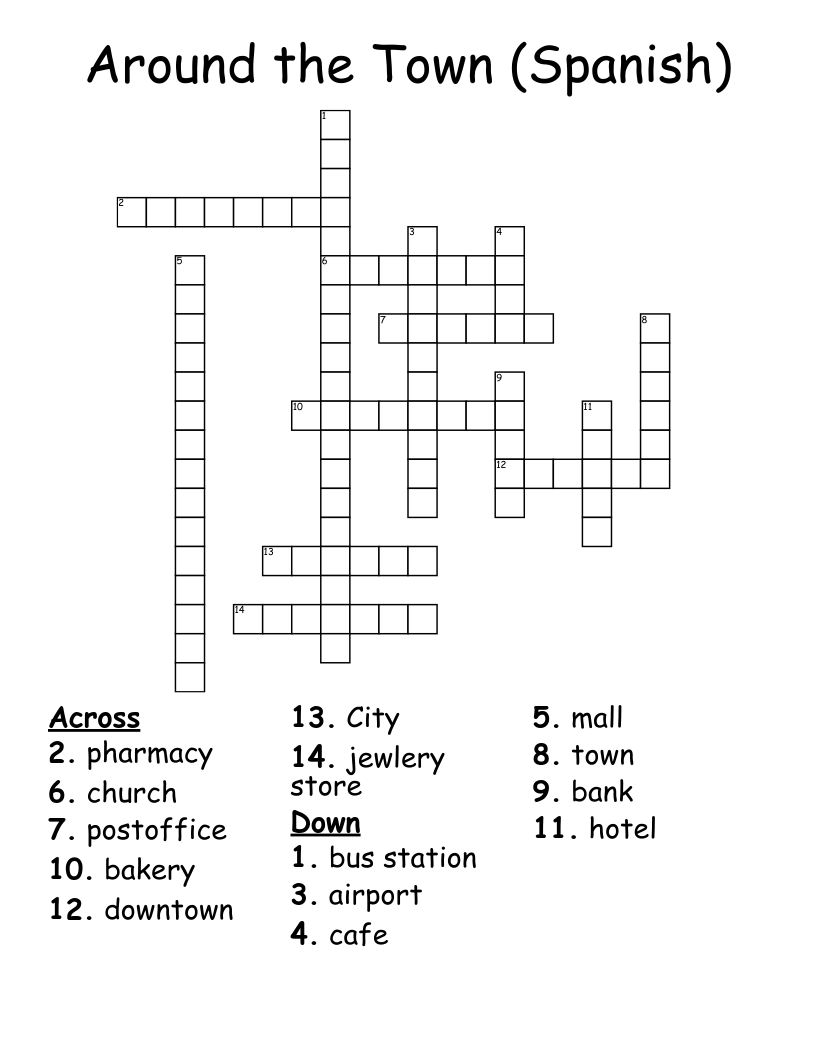 Around the Town (Spanish) Crossword