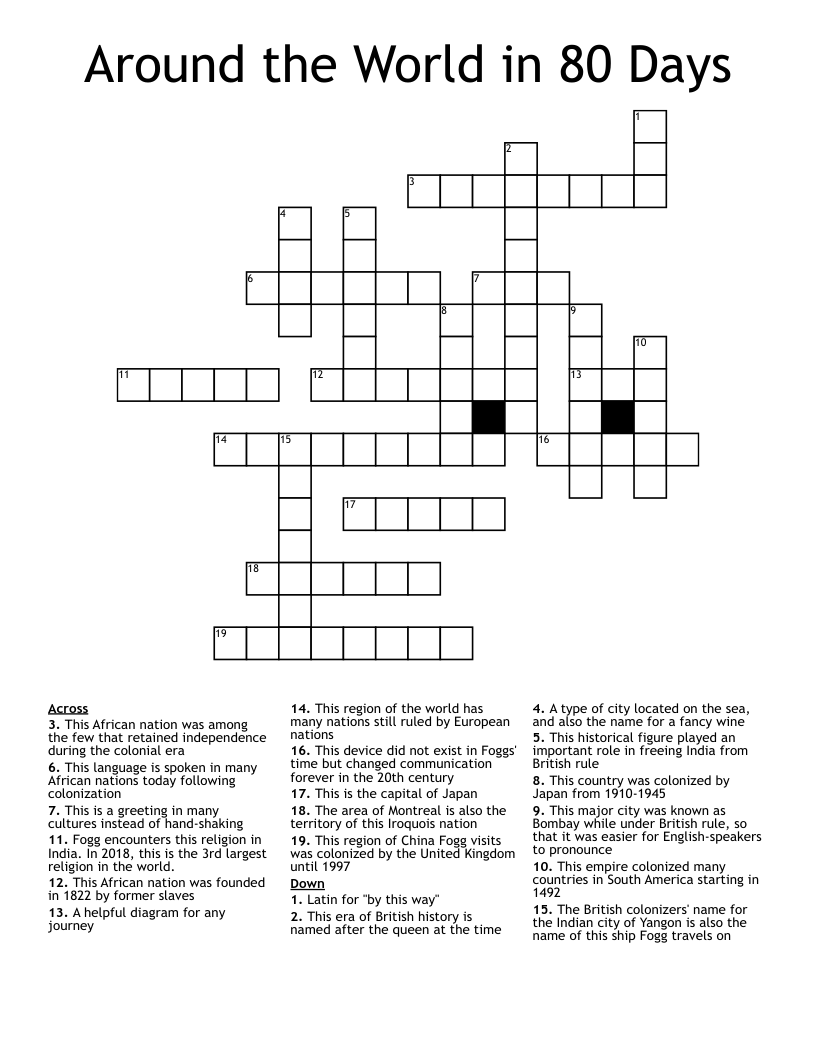Around the World in 80 Days Crossword