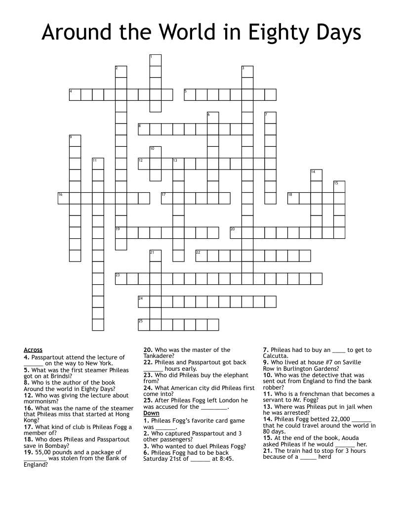 Around the World in Eighty Days Crossword