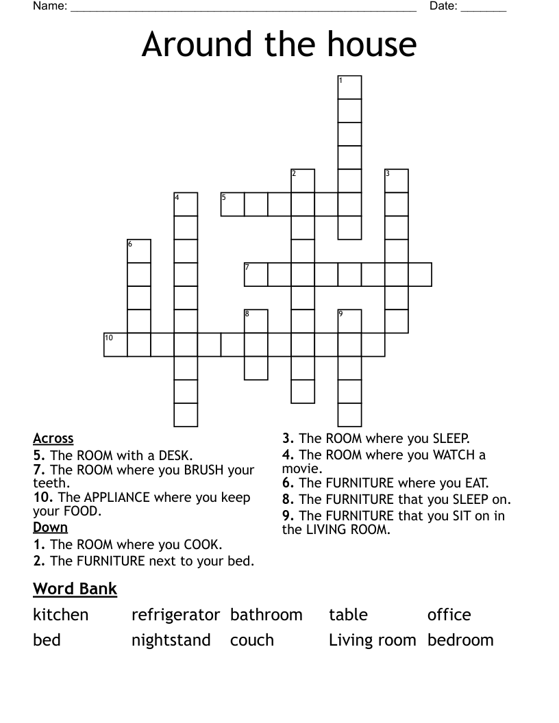 Around the house Crossword
