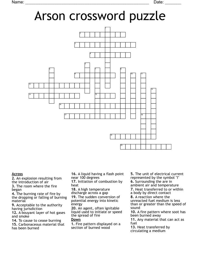 Arson crossword puzzle