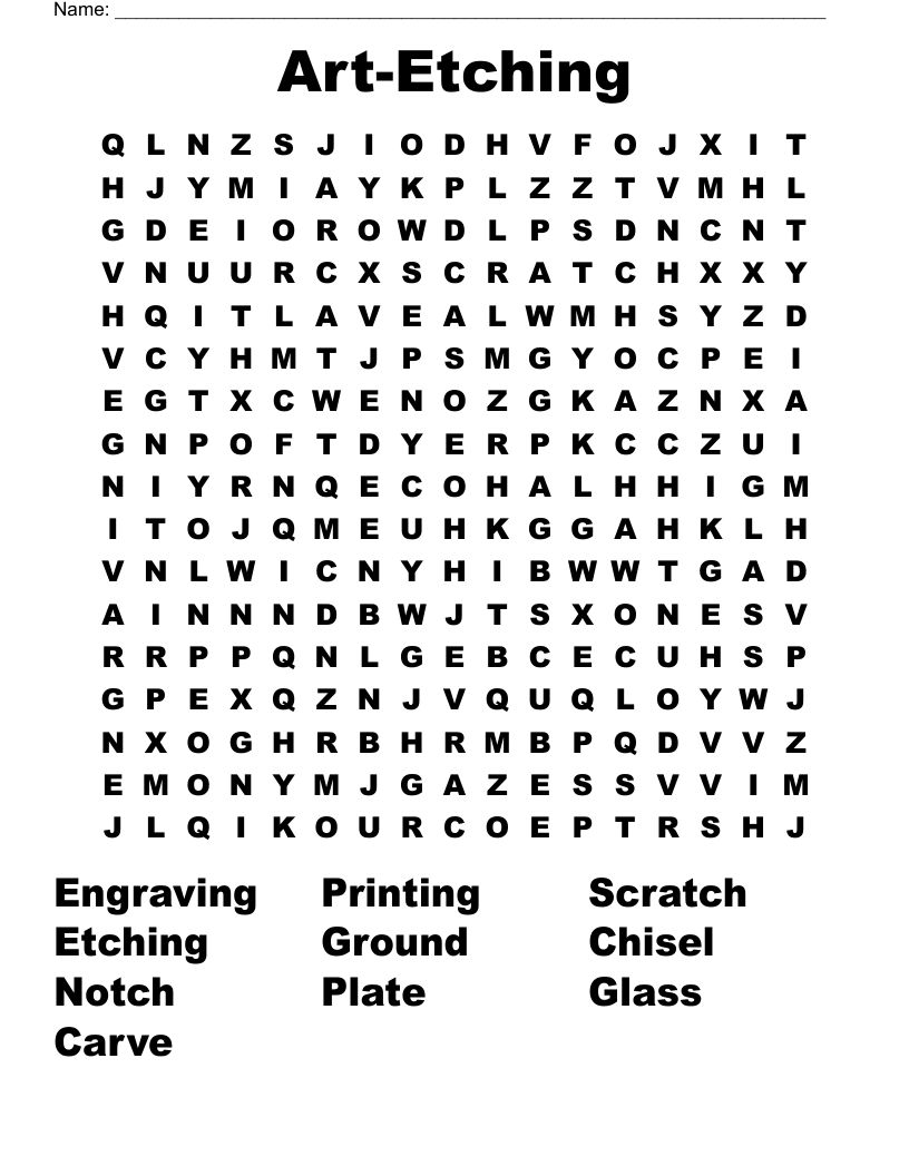 Art-Etching Word Search