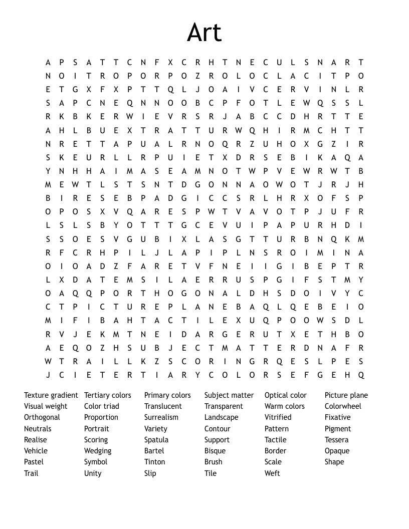 Art Word Search