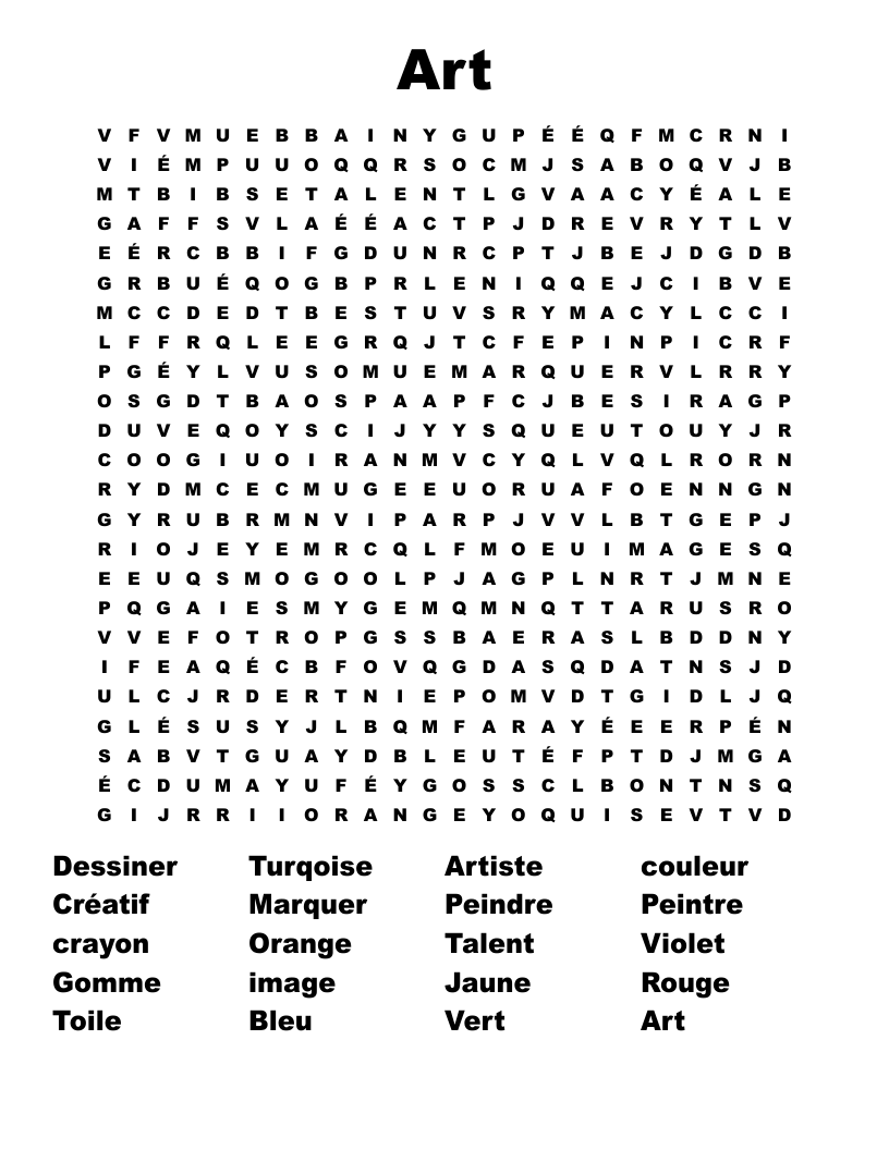 Art Word Search