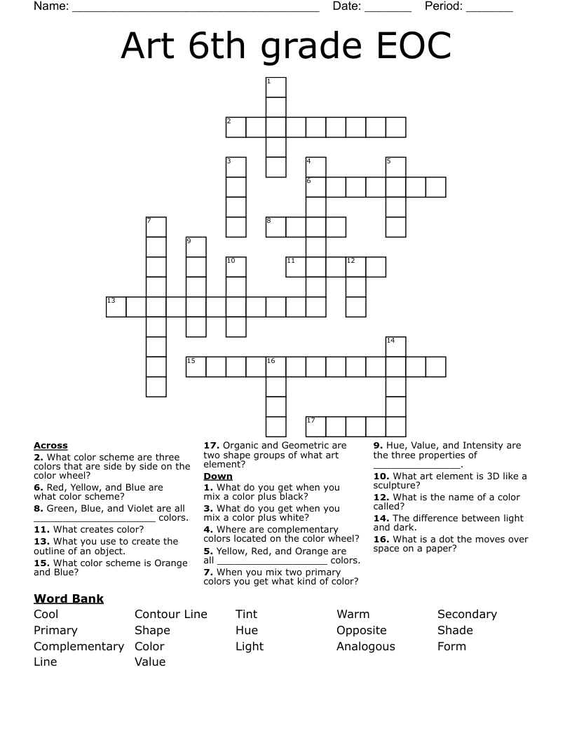 Art 6th grade EOC Crossword