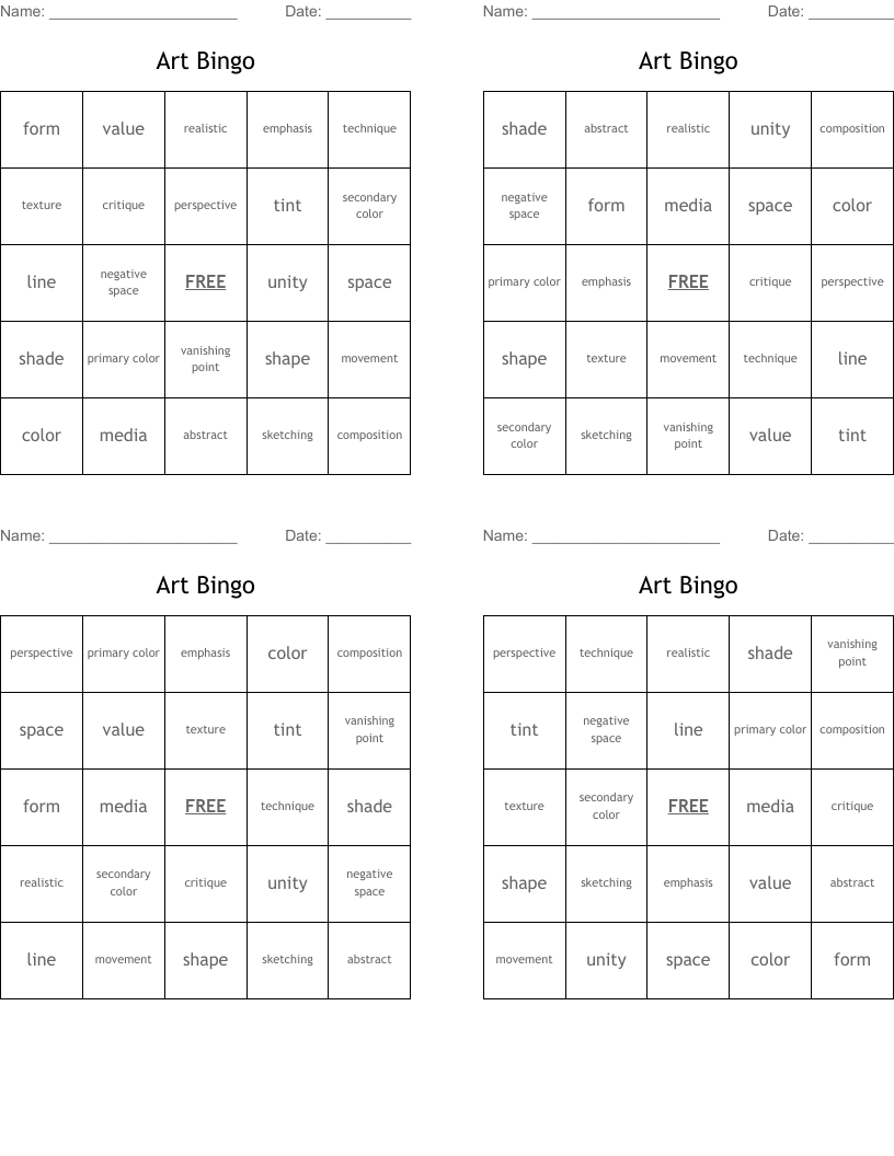 Art Bingo