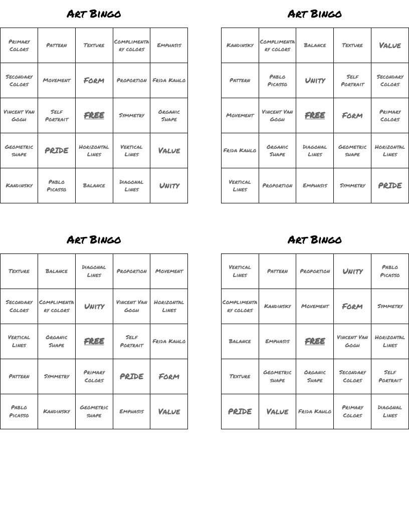 Art Bingo