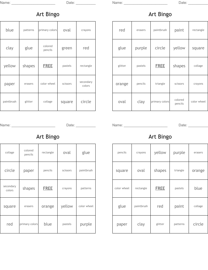 Art Bingo