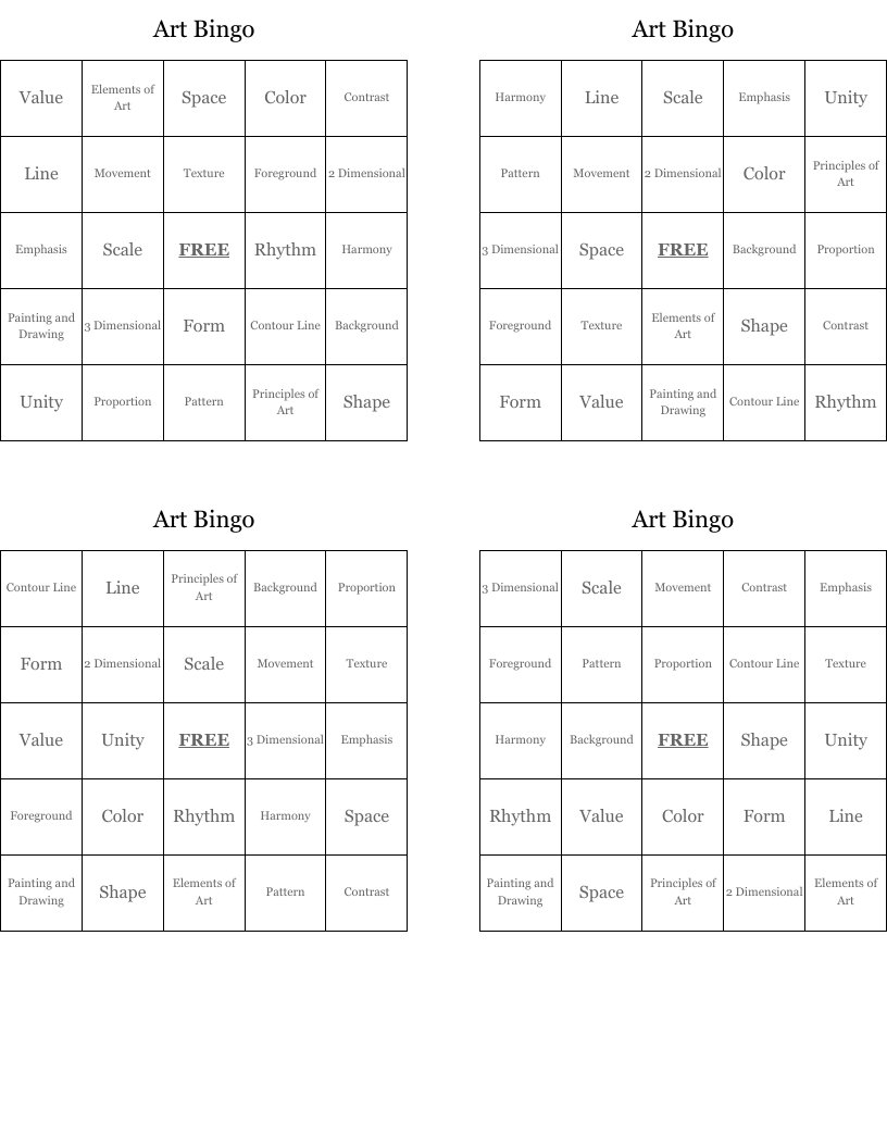 Art Bingo