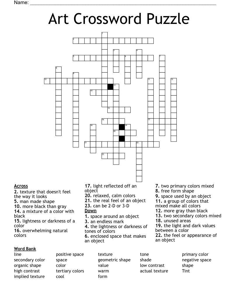 Art Crossword Puzzle